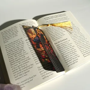 Creative colorful translucent acrylic bookmark with golden tassel refractive reading marker