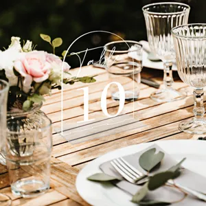 Acrylic wedding table number sign with stand, clear arch table numbers for event decor.