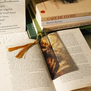Acrylic dragon bookmark with golden tassel, translucent stationery craft for reading books.