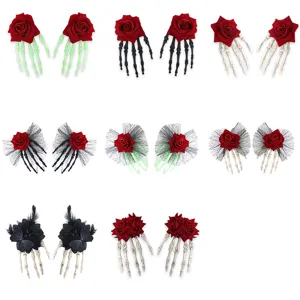Halloween gothische roos skelet hand haarspelden, eng schedel haarspeld feest cadeau.