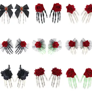Halloween Gotisch Roos Skelet Hand Haarspelden Eendenbek Haaraccessoires Partij Hoofdtooi