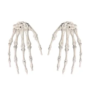 Halloween skeleton hands spooky horror decoration props plastic bone claws pair for party