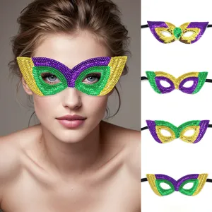Mardi Gras Pailletten Half Masker Oogmasker New Orleans Carnaval Masquerade Feest Kostuum Accessoire Voor Vrouwen Mannen Multicolor Masker