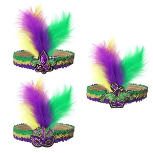 Carnaval veer hoofdband set met kleurrijke pailletten en feestelijk ontwerp voor feestjes.