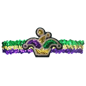 Mardi Gras Karneval Pailletten Haarreif grün gelb lila Festival Haarschmuck Party Zubehör