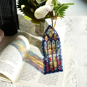 Stained glass bookmark acrylic decorative page marker with tassel for reading lovers elegant