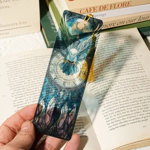 Acrylic eagle bookmark transparent student stationery crystal clock design reading accessory detail