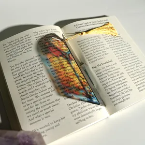 Creative colorful light-transmitting acrylic bookmark with tassel, beautiful translucent design.