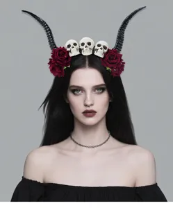Diadema cuernos de diablo rosa gótico steampunk cosplay accesorio de pelo de Halloween