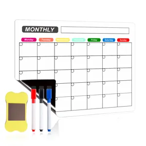 Magnetischer Monatskalender Whiteboard für den Kühlschrank mit Stiften und Radiergummi für die Küche.