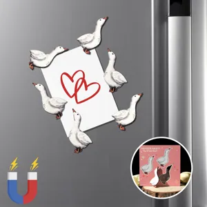Wooden duck refrigerator magnet cute cartoon kitchen decor cute animal fridge sticker set