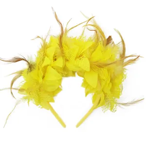 Gele veren bloemen haarband voor carnaval feest, festival dansoptreden en vakantie.