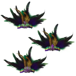 Mardi Gras veren pailletten haarband feest masker carnaval kostuum accessoire kleurrijk rekwis