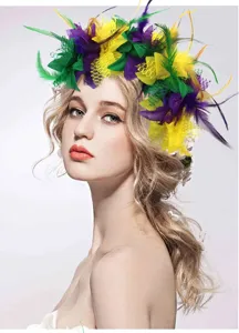 Carnaval veren haarband feest festival dans haaraccessoires kleurrijke mesh hoofdtooi