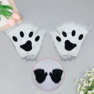 Pluche dier poot vingerloze handschoenen schattig kat beer poot kostuum feest winter