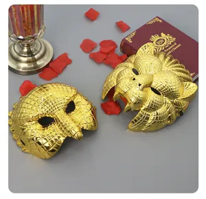 Gouden dierenmaskers voor verkleedpartij, Halloween feest, glanzende kunststof maskerade rekwisieten.