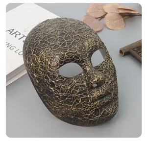 Halloween party full face mask with gold wire detail festival costume prop accessory