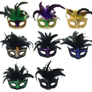 Carnaval veer masker pailletten half gezicht masker voor feest feestdag verkleedpartij