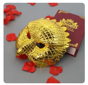 Gouden dierenmasker masquerade feest Halloween gouden leeuw plastic kostuum prop decoratie