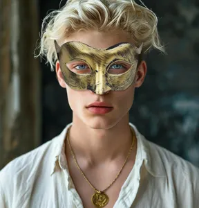 Vintage Halloween Masquerade Half Gezichtsmasker Gouden Retro Kostuum Feest Rekwisiet