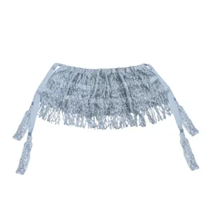 Sequined fringe crop top sparkling carnival party bandeau sexy festival dance top silver