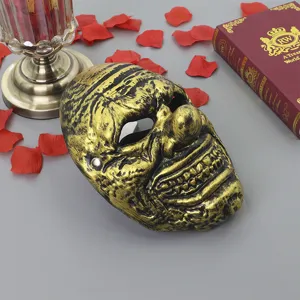 Halloween horror clown mask golden textured creepy party costume prop for cosplay events