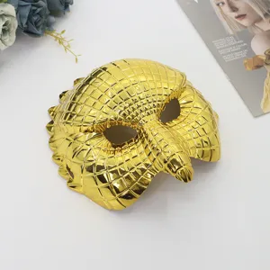 Gouden dierenmasker voor verkleedpartij glanzend grid patroon feest Halloween rekwisiet.