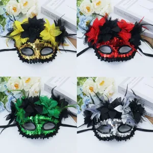 Venetiaans masker veer bloem half gezicht masker carnaval feest decoratie rekwisiet