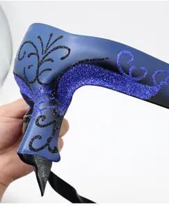 Blauw glitters masquerade masker half gezicht feestmasker voor Halloween feest rekwisiet