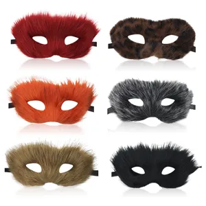 Flauschige Kunstpelz Halbgesicht Fuchs Maske für Halloween Maskerade Party Kostüm Farben