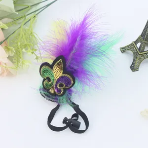 Fascia Piumata per Animali Domestici Carnevale Paillettes Accessori per Costumi per Gatti e Cani Decorazione per Feste e Spettacoli