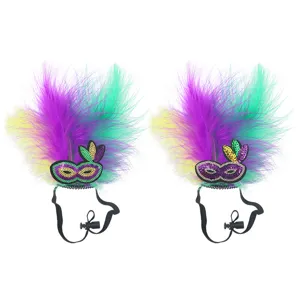 Cerchietto con piume per animali domestici di carnevale, accessorio per costumi da festa in maschera.