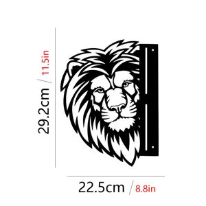 Metal lion garden decor silhouette, outdoor metal animal art sculpture for yard and lawn.