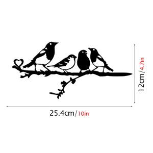 Metal bird wall art silhouette iron tree branch home garden decor outdoor hanging ornament