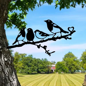 Metal bird tree silhouette metal garden art outdoor yard decoration branch ornament