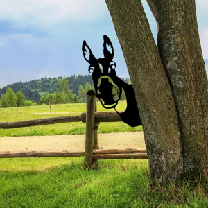 Metal donkey tree silhouette garden stake outdoor yard art decor animal sculpture ornament