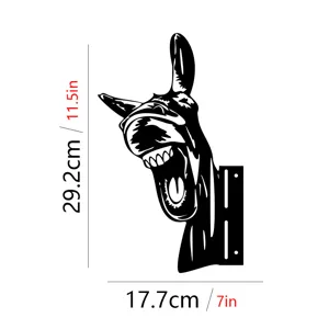 Metal donkey garden stake silhouette wall art, outdoor decorative iron animal sculpture 29cm.