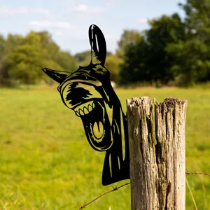Metal donkey garden stake silhouette yard art outdoor fence decoration for farm lawn yard decor