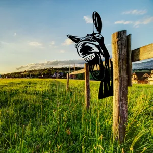 Metal donkey fence peeker garden stake, funny outdoor yard art decoration for patio lawn.