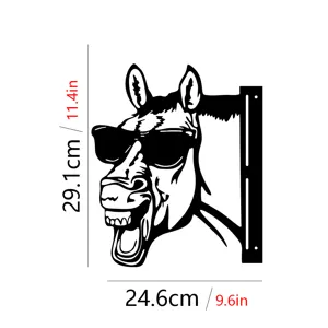 Funny donkey metal garden stake silhouette outdoor yard art decoration with sunglasses 29cm