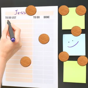 Round wood grain magnetic pins for fridge office memo board notes fixing and use
