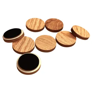 Wooden magnetic fridge sticker set, natural wood grain round design, decorative memo holder.