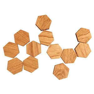 Wood Hexagon Magnetic Fridge Sticker Note Holder Decorative Wooden Magnet Set Deco