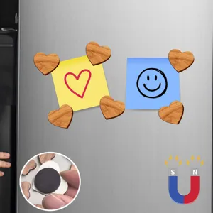 Wooden heart fridge magnet cute memo note holder decorative magnetic sticker for home office