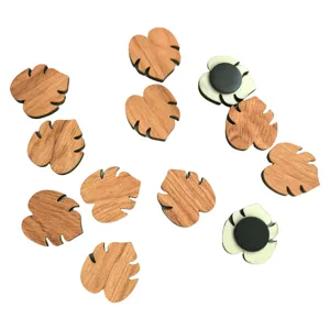 Wooden Monstera Leaf Refrigerator Magnet Cute Plant Fridge Stickers for Notes Home Kitchen Decor