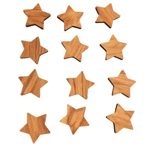 Wooden star magnetic fridge sticker home kitchen memo note holder decorative magnet set