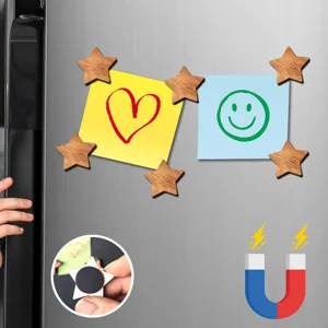 Wooden star fridge magnets decorative magnetic memo notes holder for home kitchen office decor