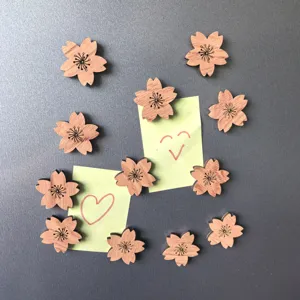 Wooden cherry blossom refrigerator magnets cute flower shape magnetic stickers for notes office home decor
