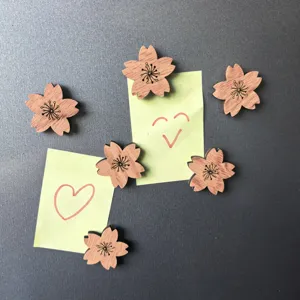 Wooden cherry blossom fridge magnets cute magnetic stickers for notes office and home decor