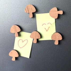 Wooden mushroom fridge magnets, cute magnetic pins for notes and memo papers on boards.